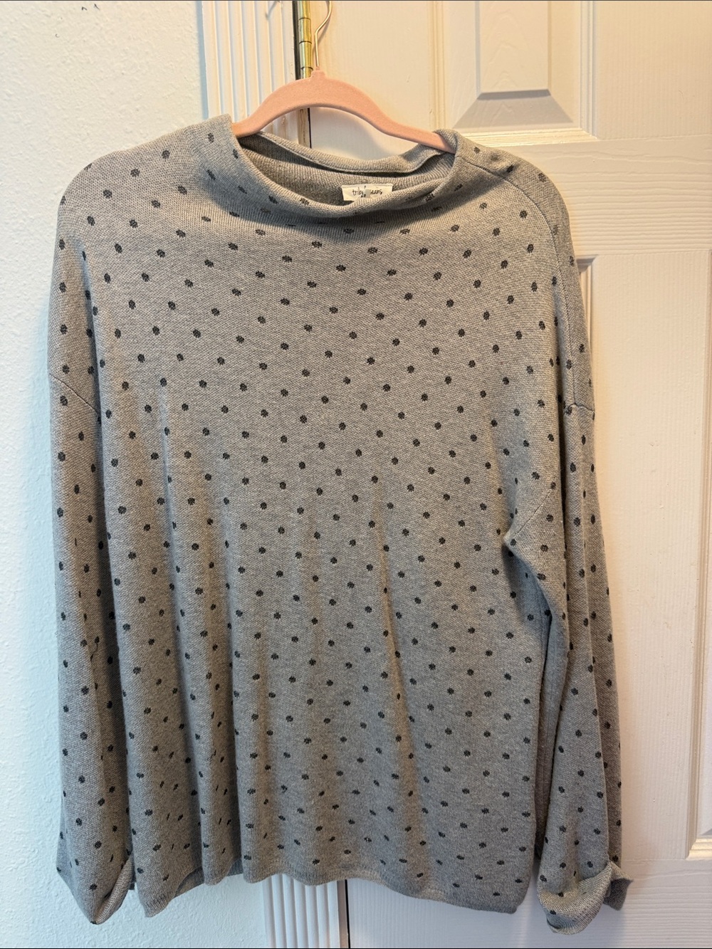 Tribal Gray Polka Dot Cowl Neck Sweater